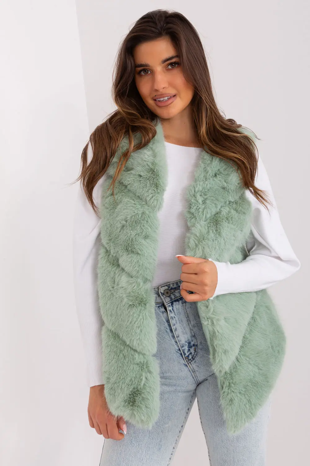 Gilet en fausse fourrure vert