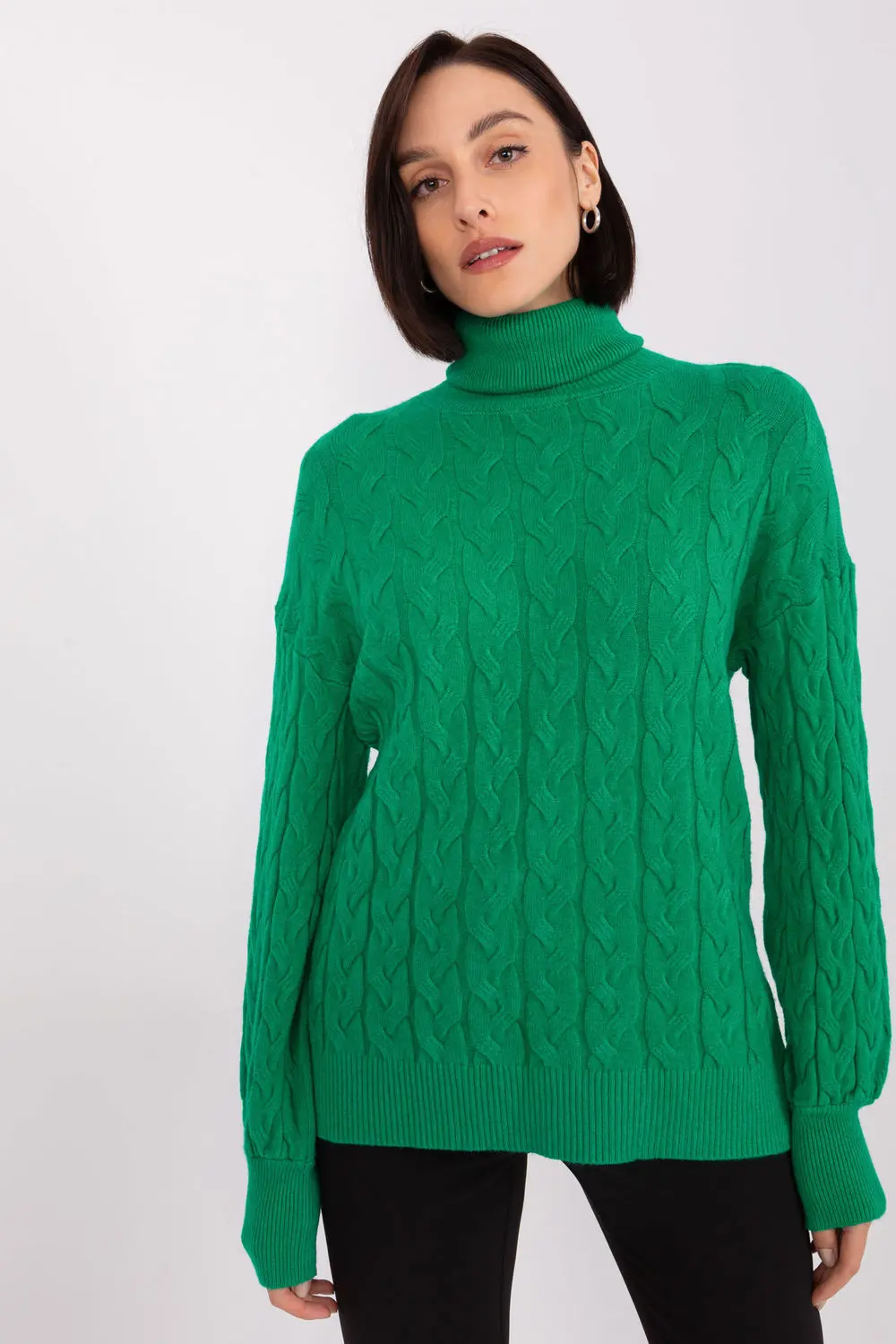 Col roulé vert