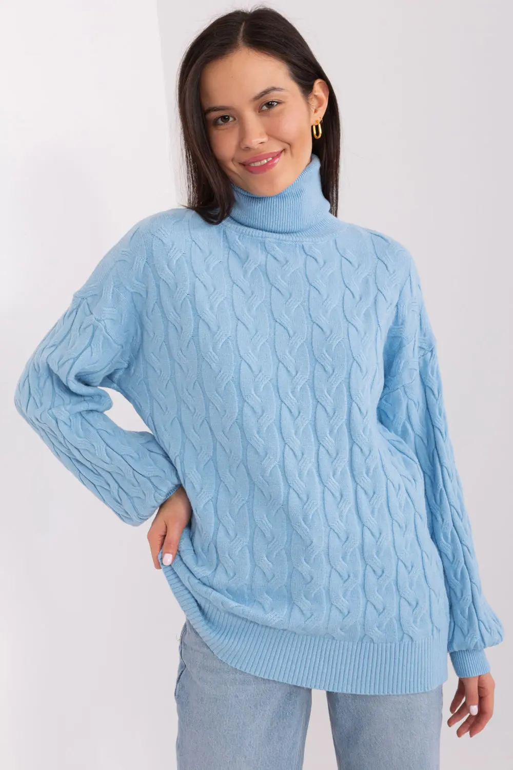 Col roulé bleu