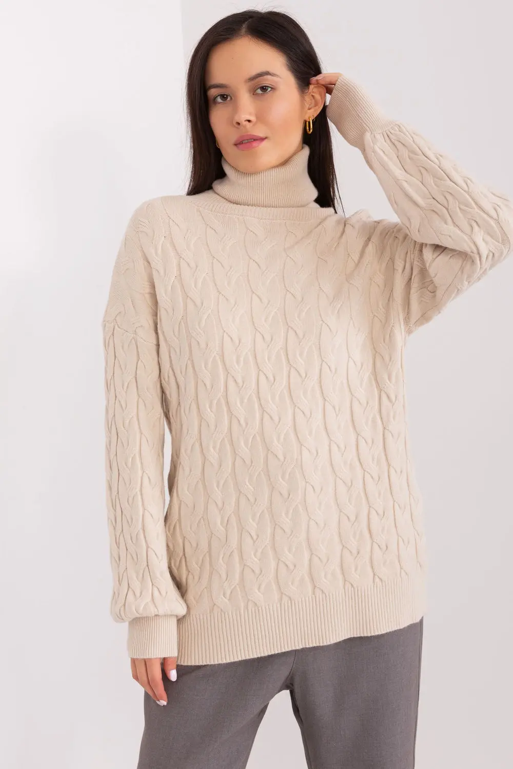 Col roulé beige