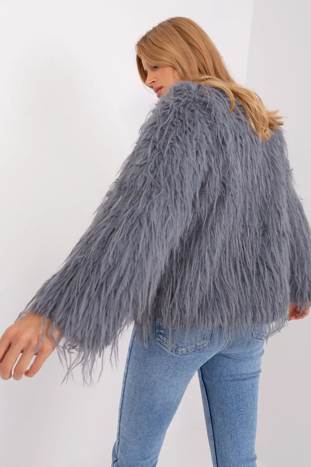 Veste en fausse fourrure grise – Image 3