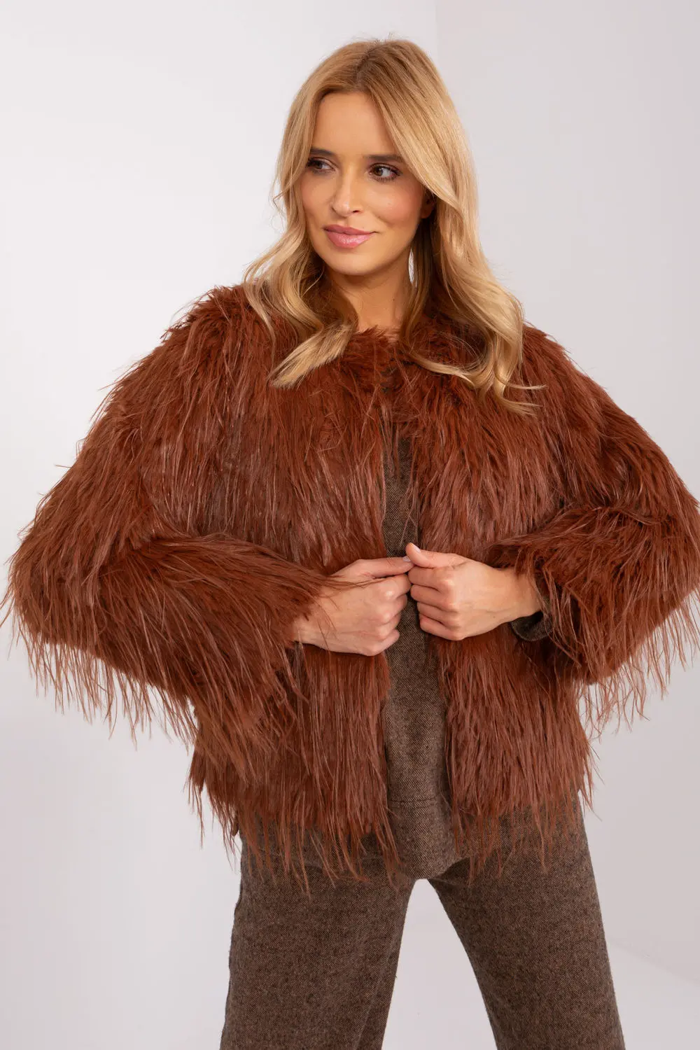 Veste en fausse fourrure orange