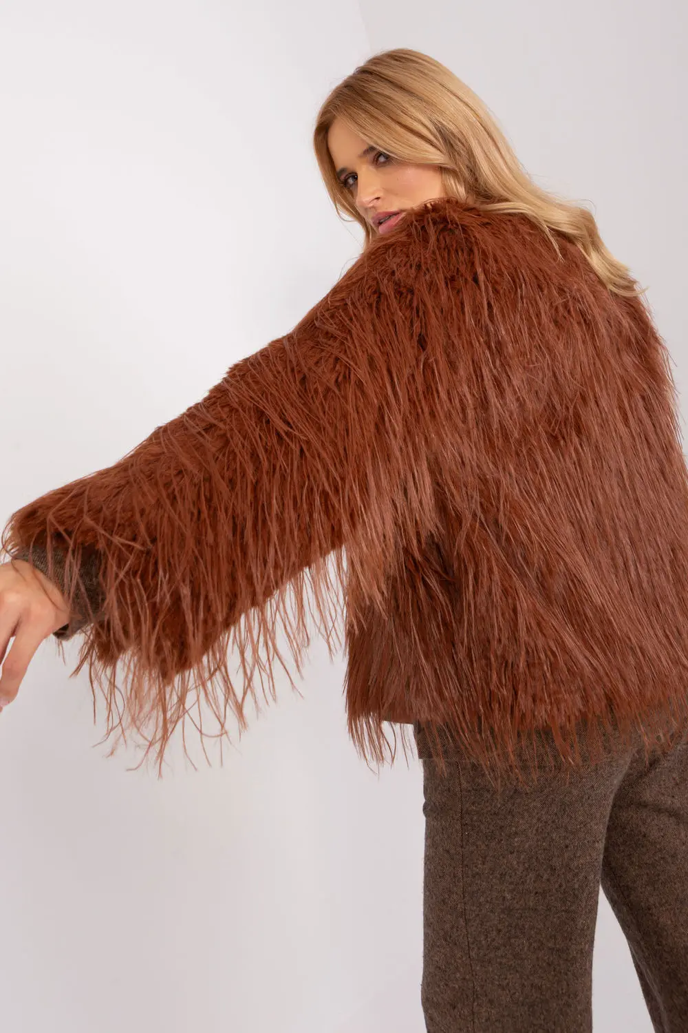Veste en fausse fourrure orange – Image 3