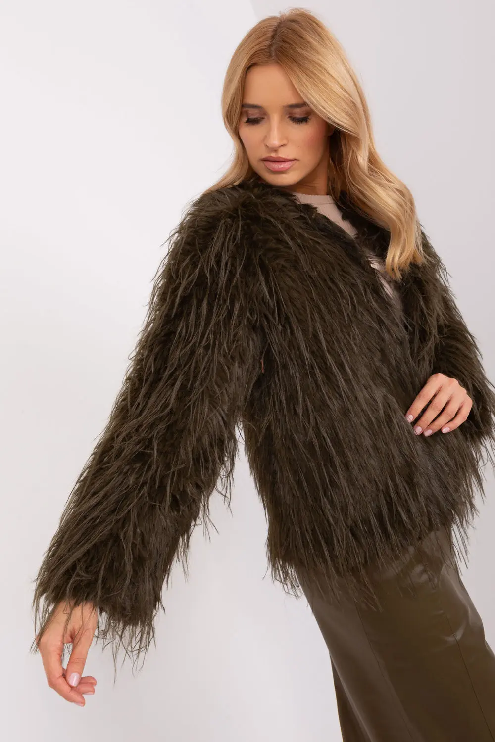 Veste en fausse fourrure verte