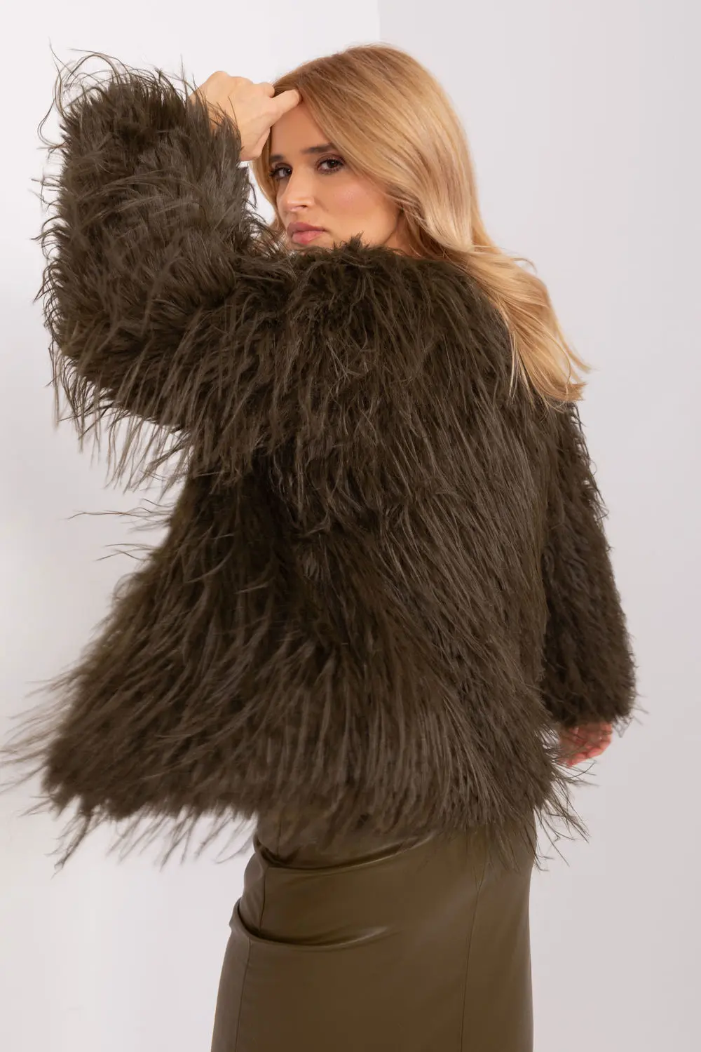 Veste en fausse fourrure verte – Image 2