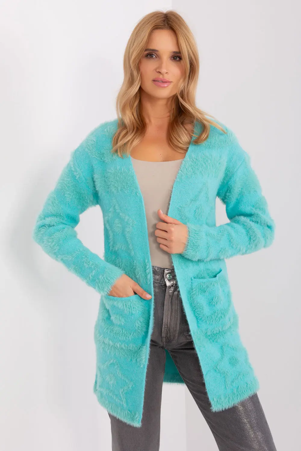 Cardigan oversize vert