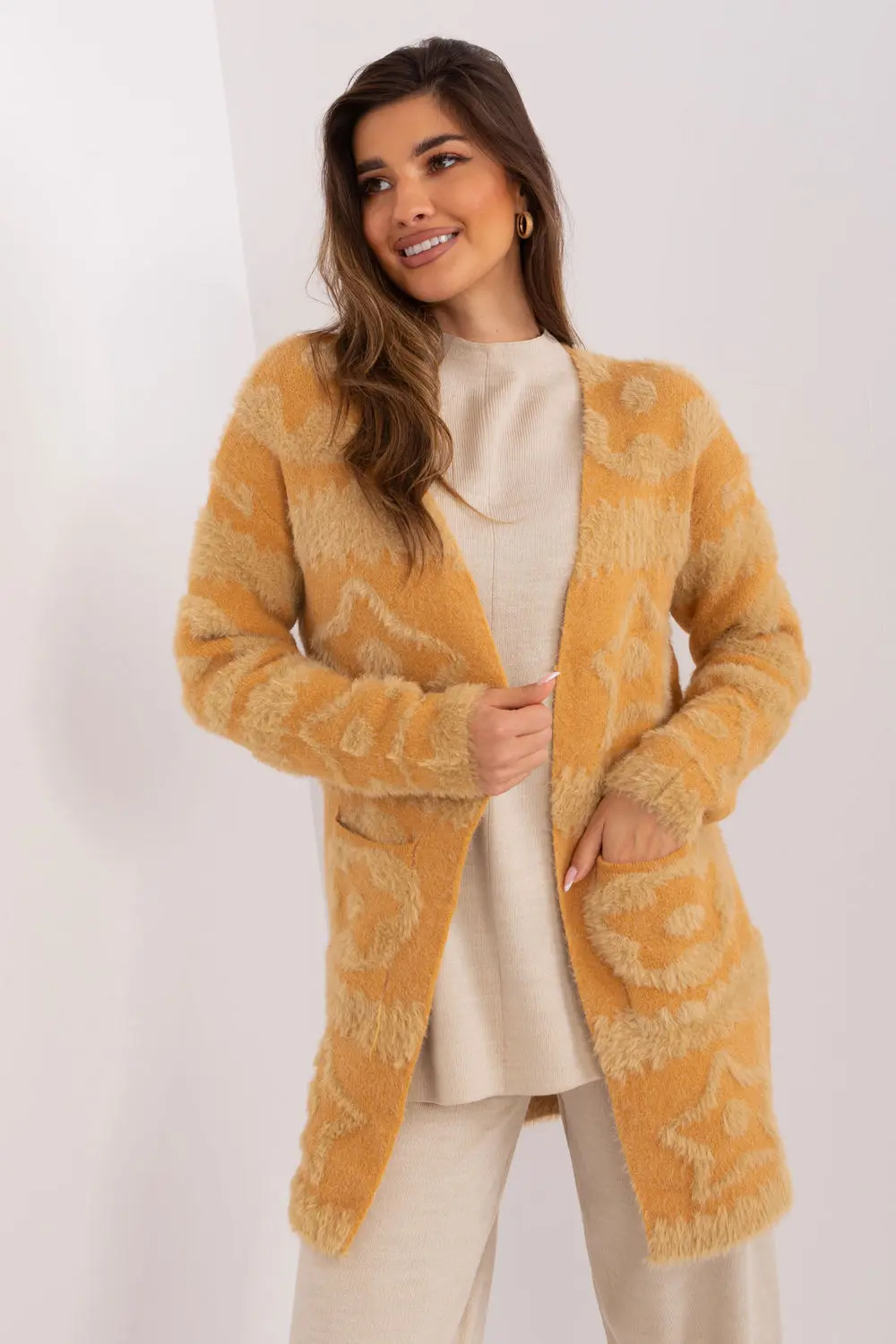 Cardigan oversize brun