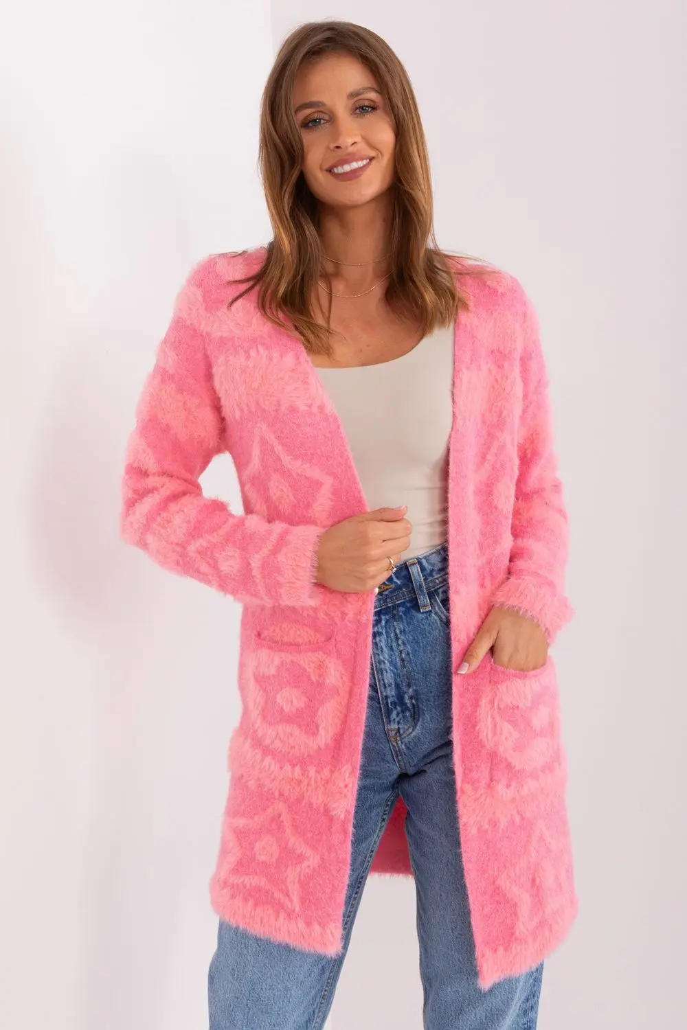 Cardigan oversize rose