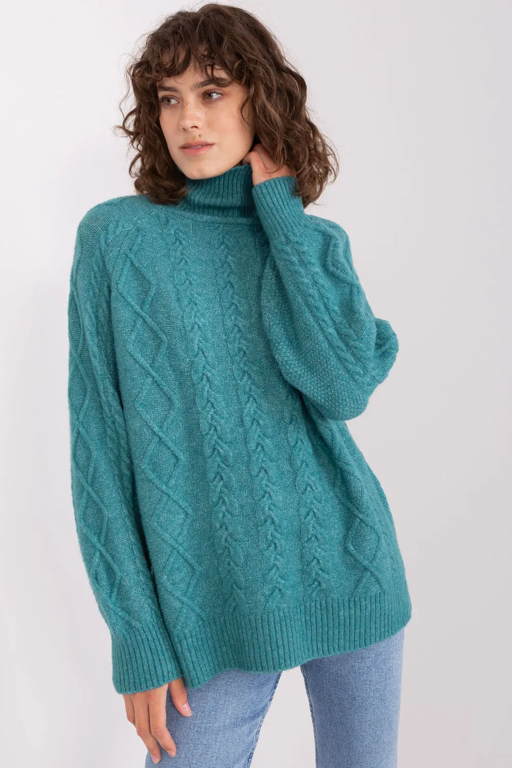 Col roulé bleu