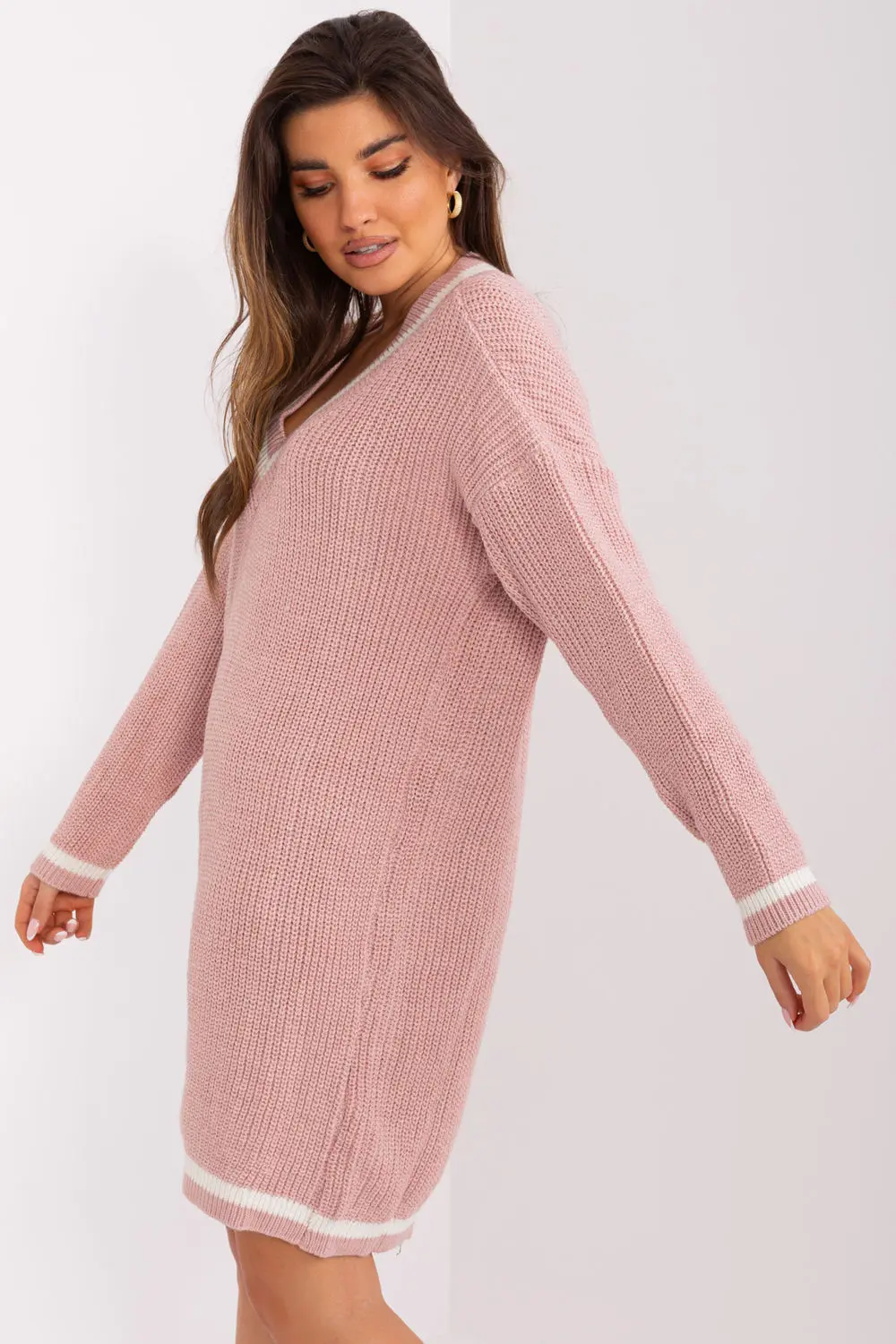 Robe pull rose à manches longues – Image 2