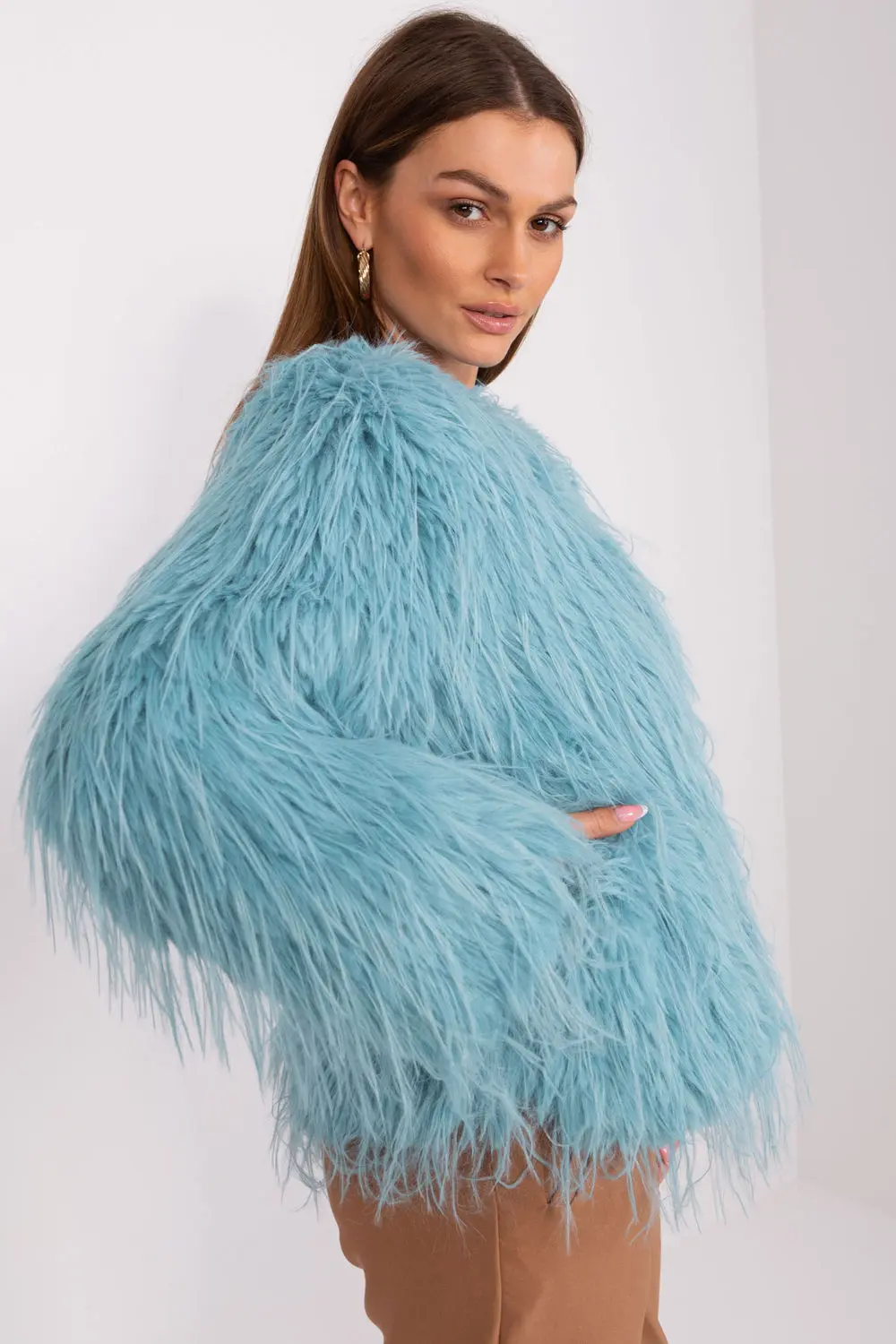 Veste en fausse fourrure verte – Image 3