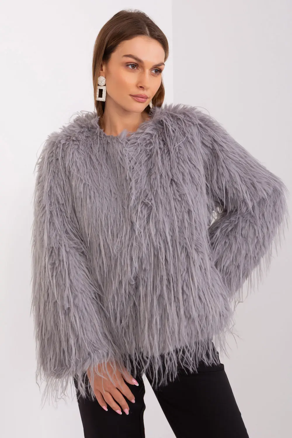 Veste en fausse fourrure grise