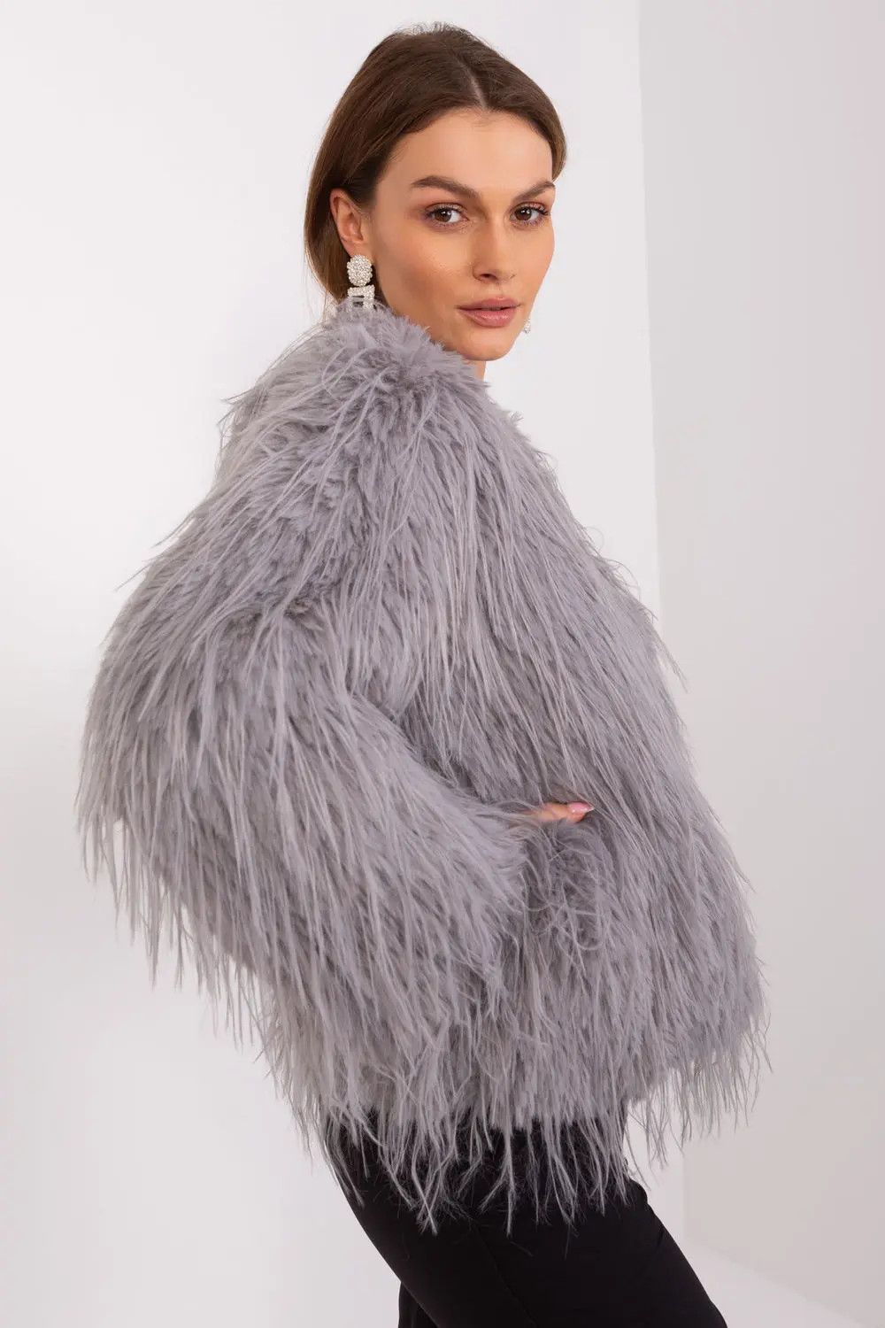 Veste en fausse fourrure grise – Image 2