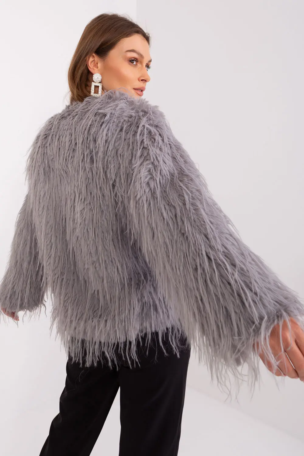 Veste en fausse fourrure grise – Image 3