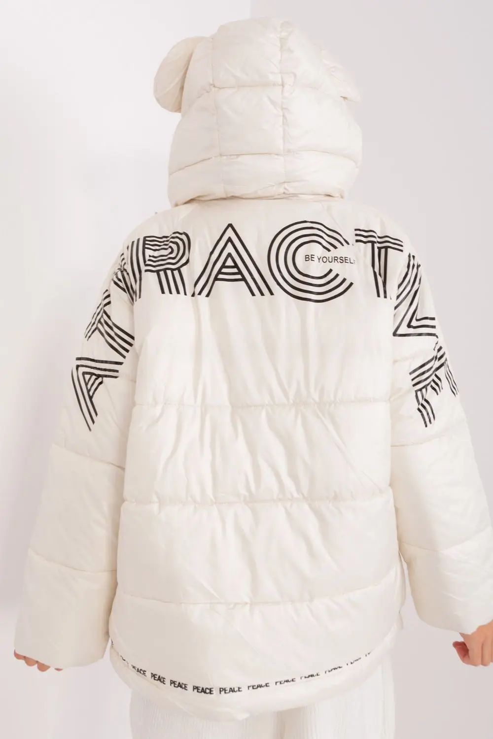 Veste matelassé beige à capuche – Image 3