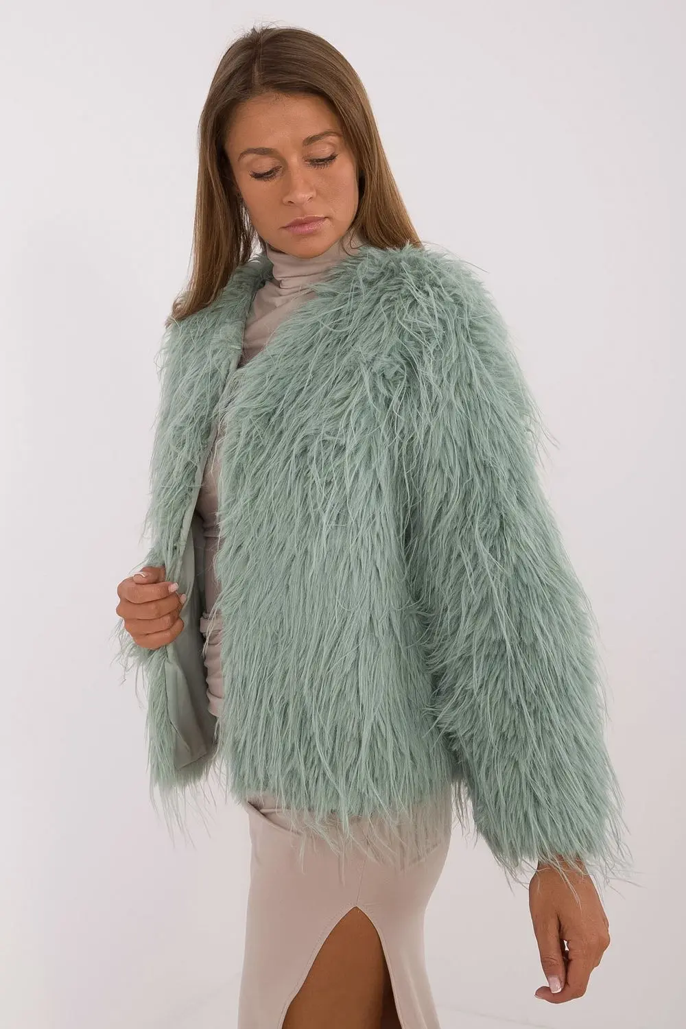 Veste en fausse fourrure verte – Image 2