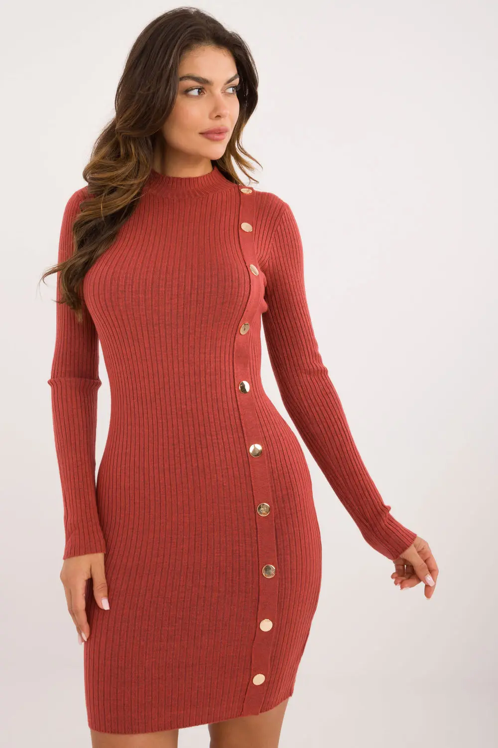 Robe orange col roulé