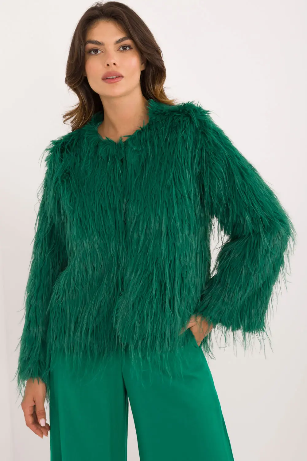 Veste en fausse fourrure verte