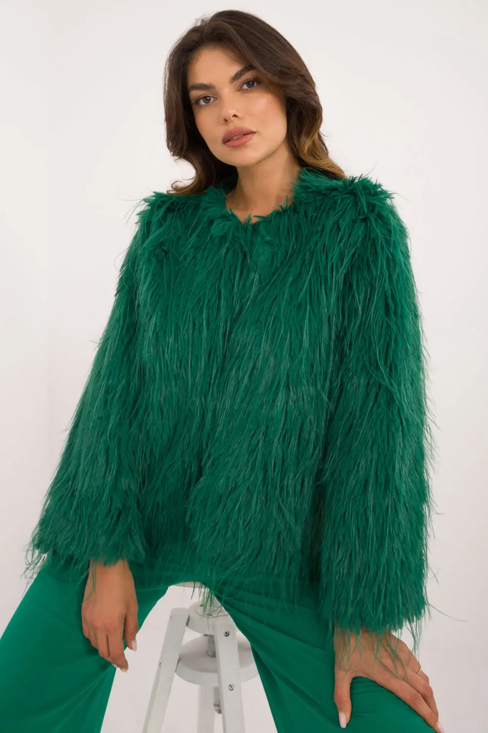 Veste en fausse fourrure verte – Image 2