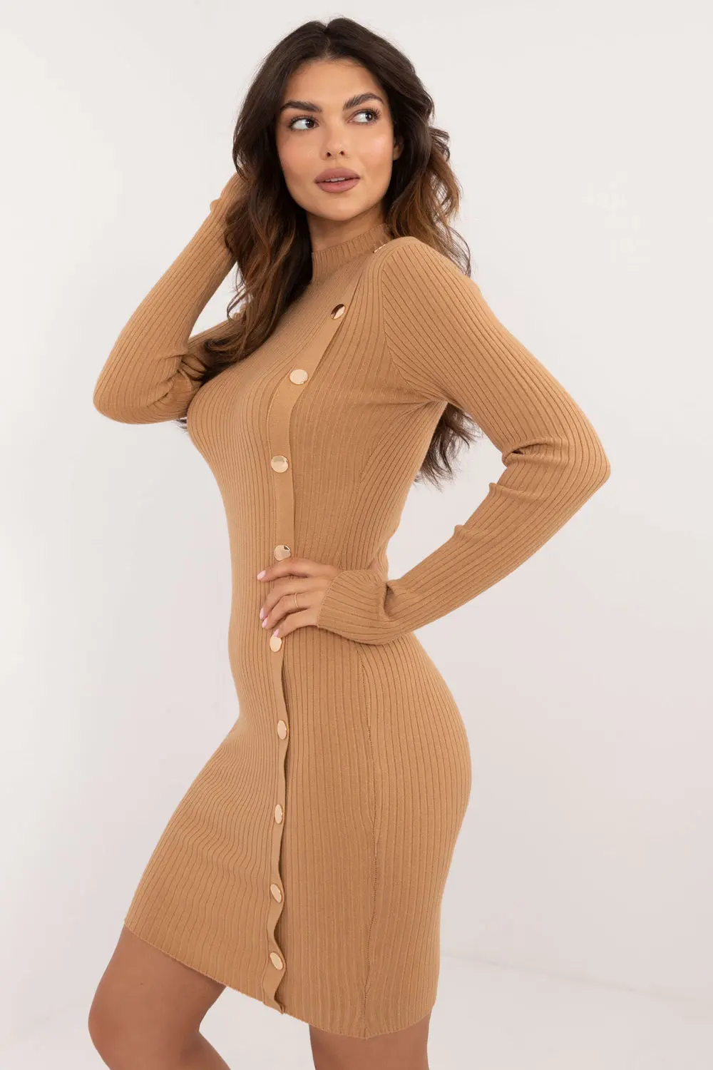 Robe brune à manches longues
