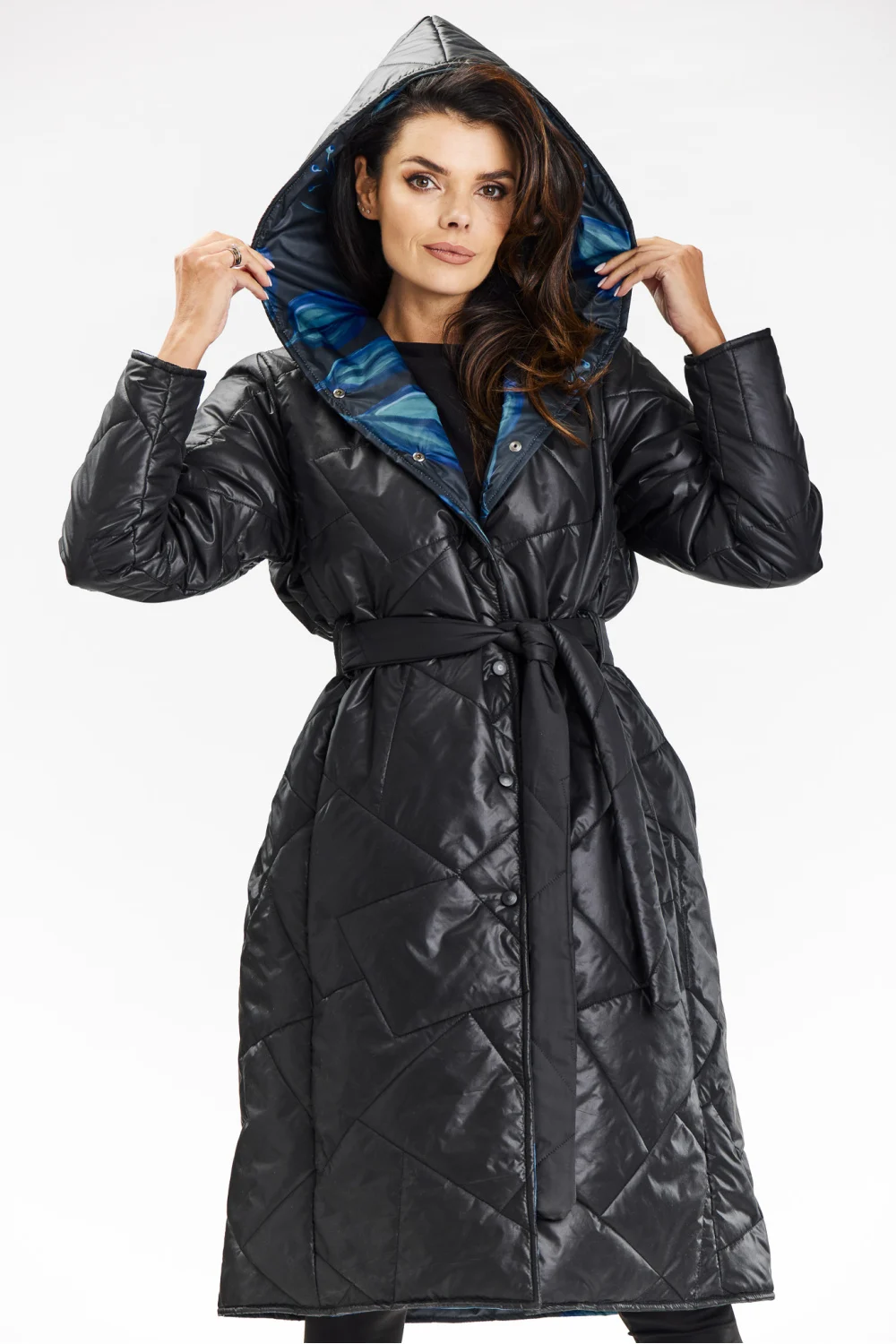 Manteau matelassé noir à capuche