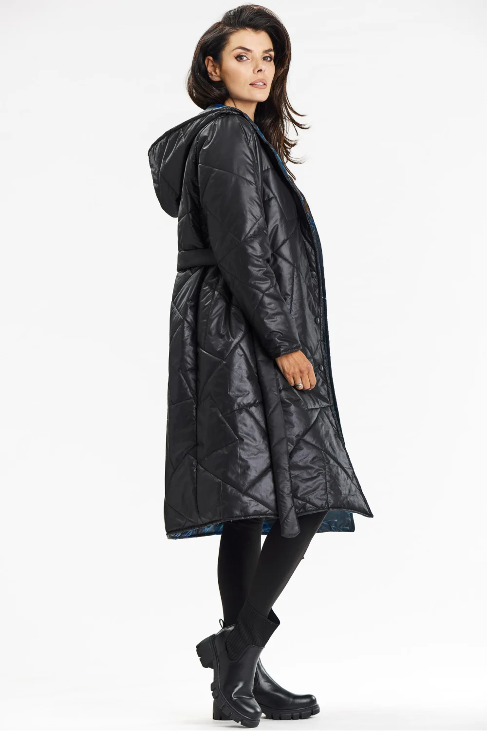 Manteau matelassé noir à capuche – Image 4