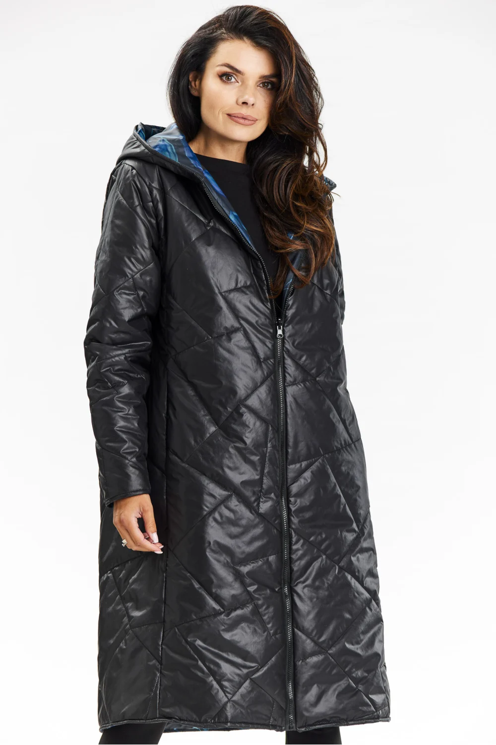 Manteau matelassé noir à capuche