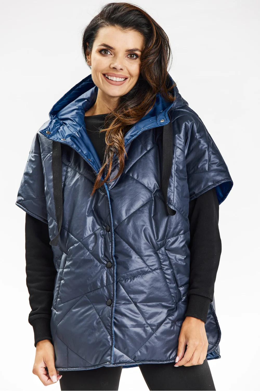 Gilet bleu marine à capuche