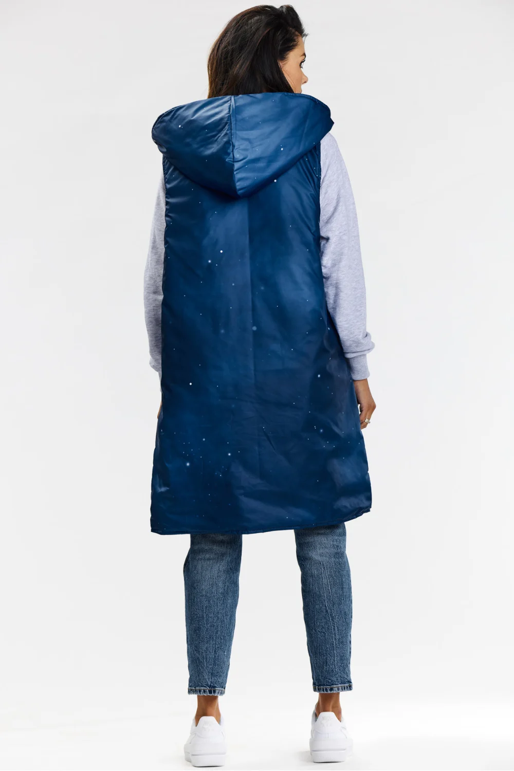 Gilet bleu marine à capuche – Image 3