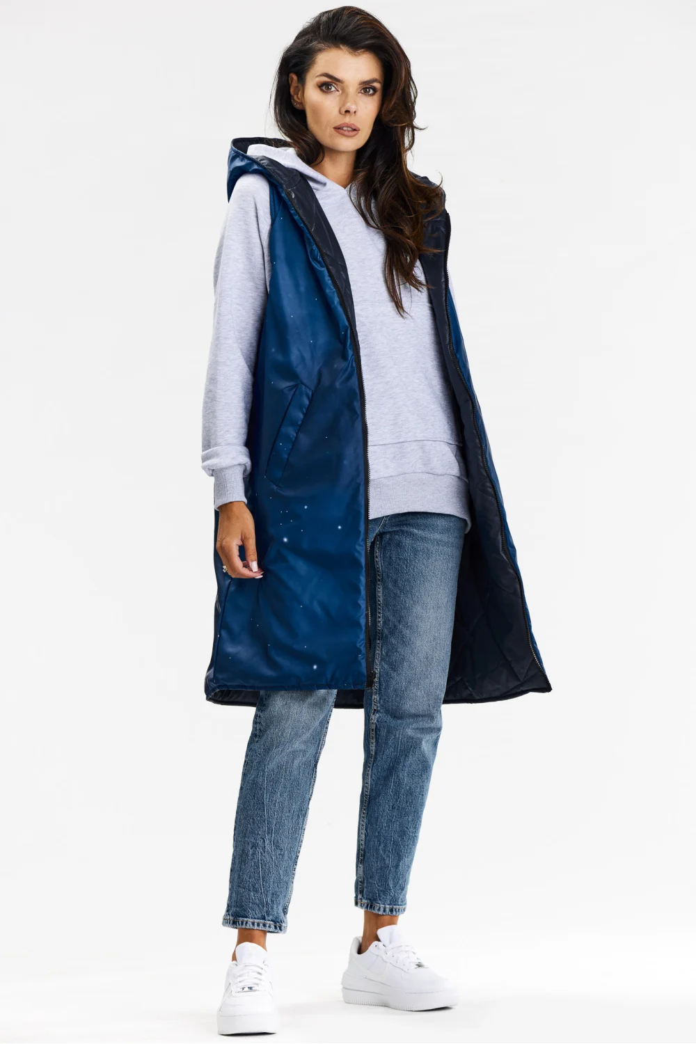 Gilet bleu marine à capuche – Image 4