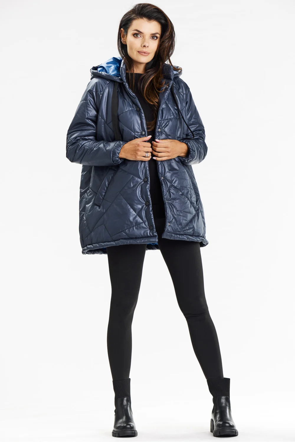 Veste bleue marine à capuche – Image 2