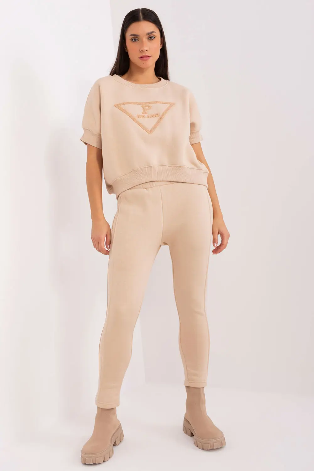 Ensemble sweat beige imprimé