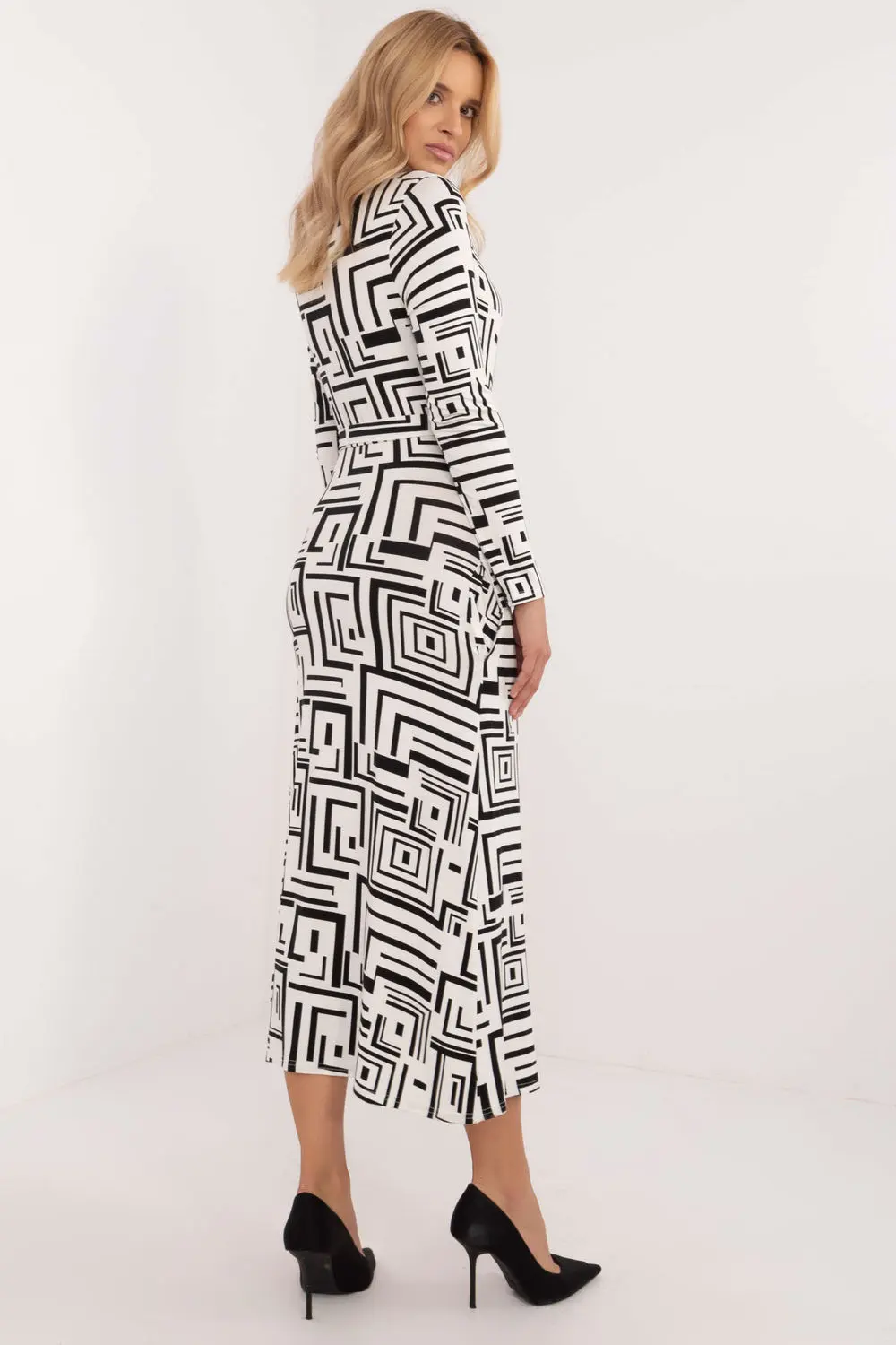 Robe midi noire à manches longues – Image 3