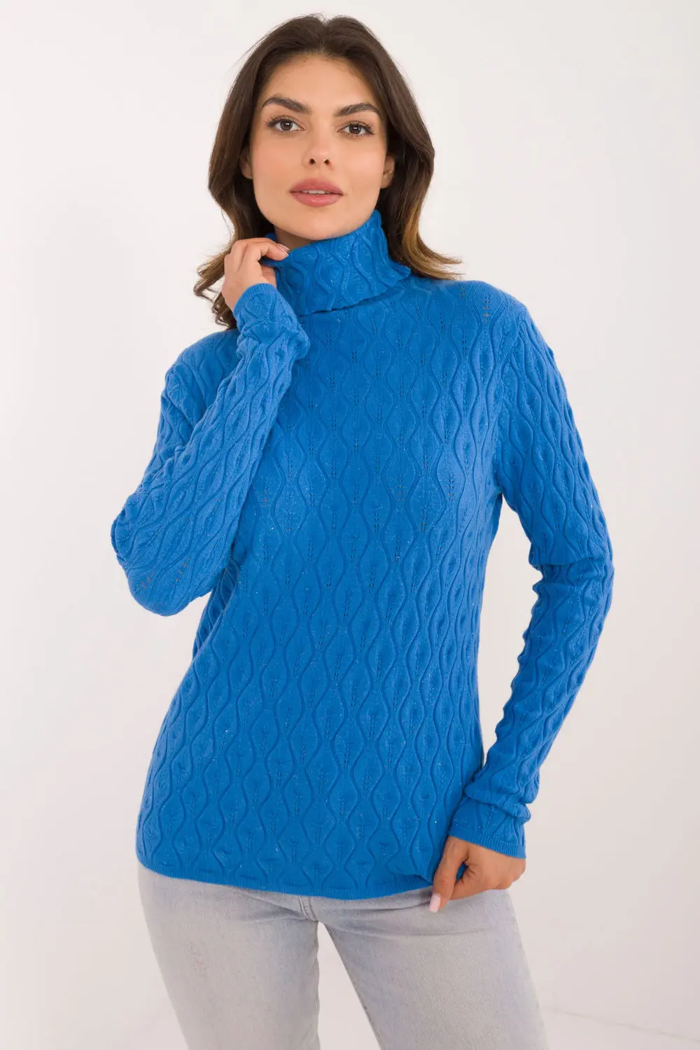 Col roulé bleu