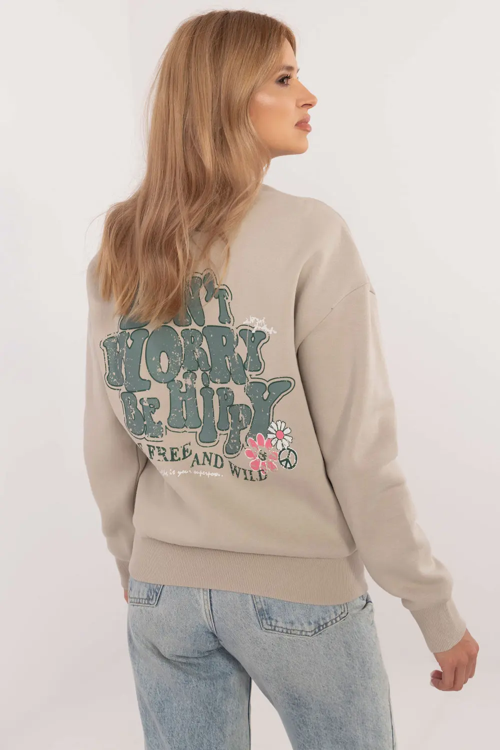 Sweatshirt beige imprimé – Image 3