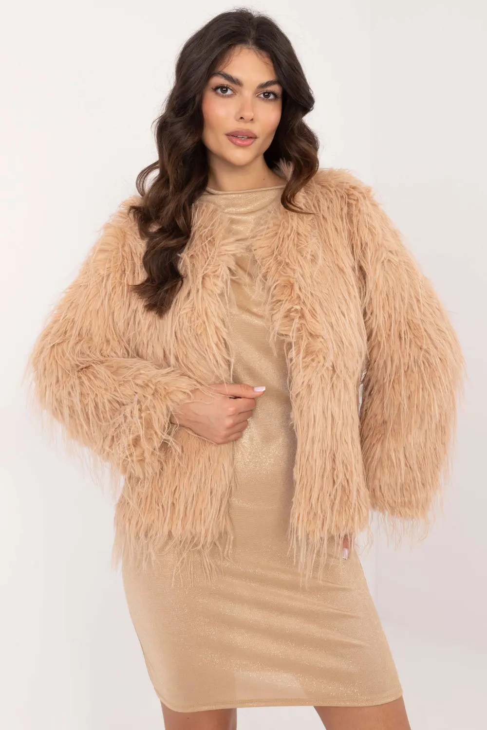 Veste en fausse fourrure brune