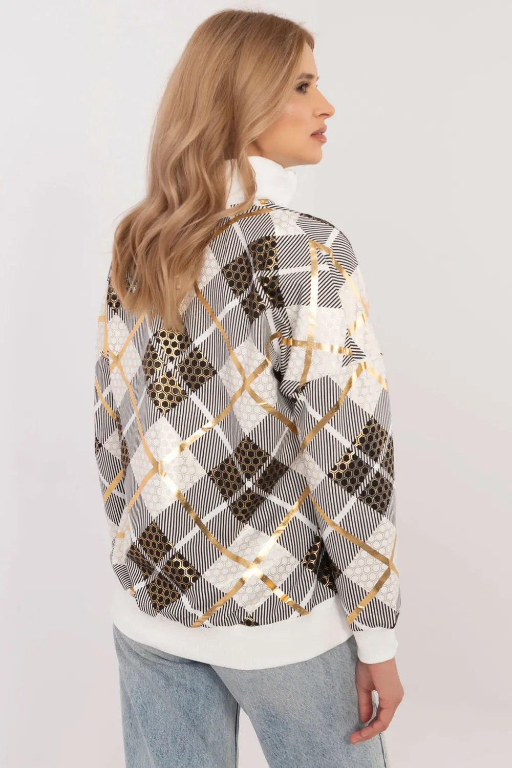 Sweatshirt zippé beige en coton – Image 3