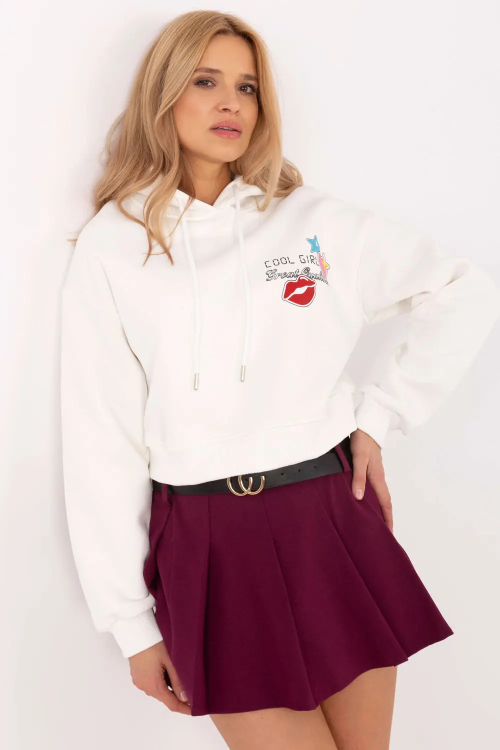 Sweatshirt à capuche beige en coton