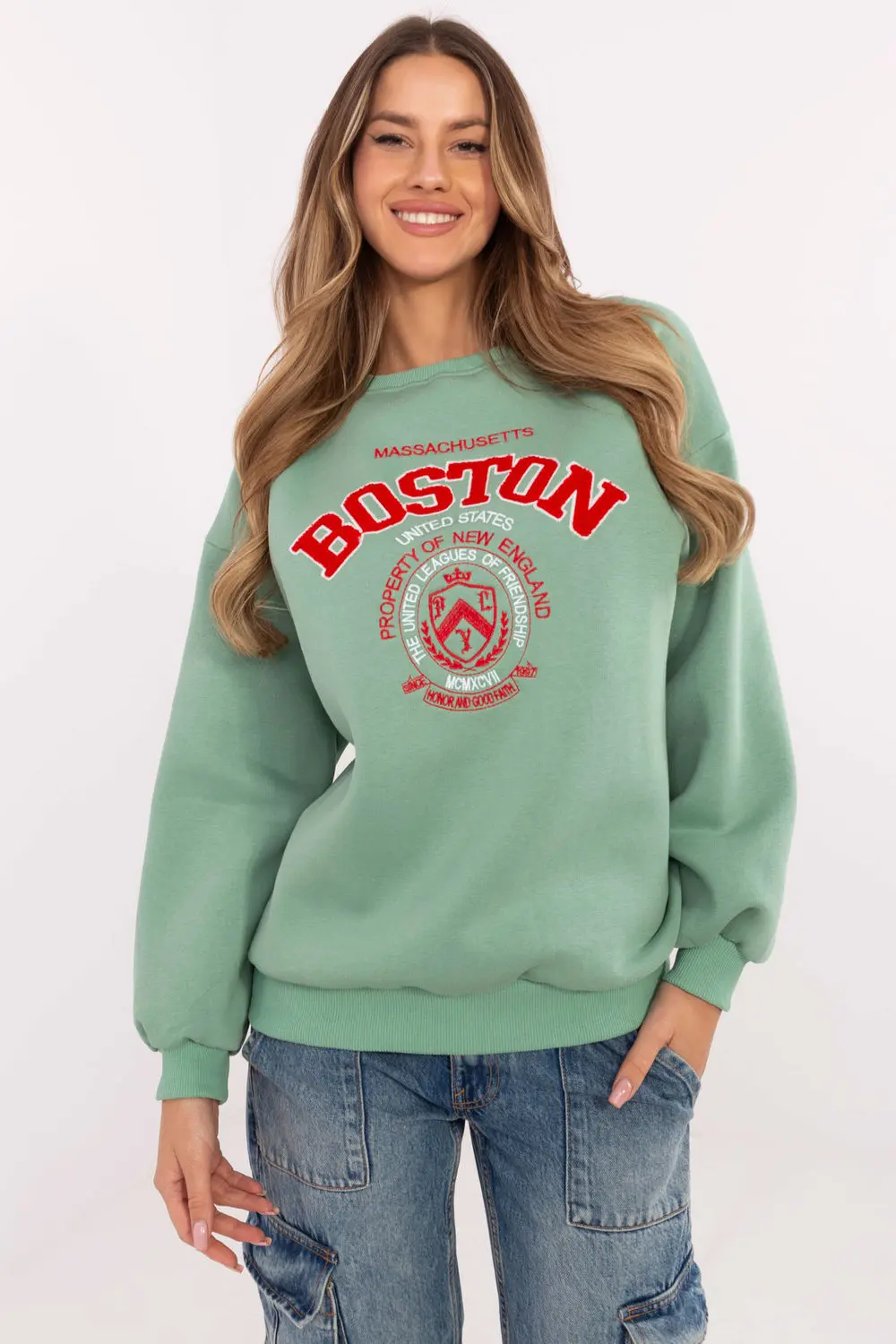 Sweatshirt vert en coton