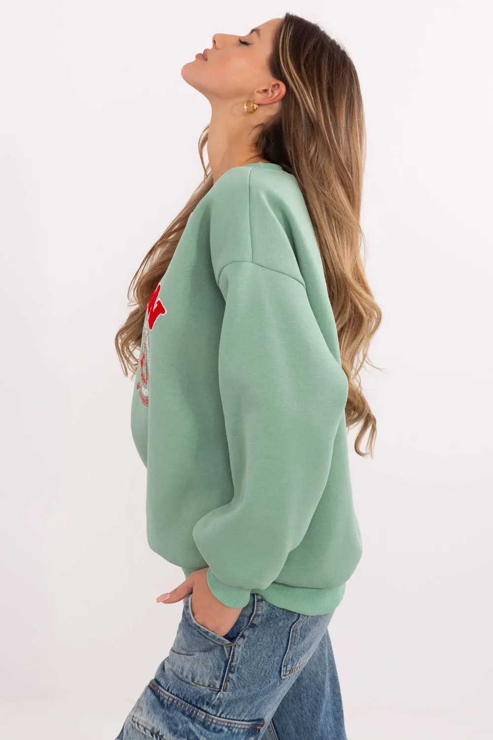 Sweatshirt vert en coton – Image 2