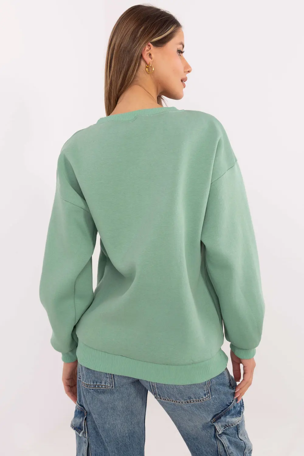 Sweatshirt vert en coton – Image 3