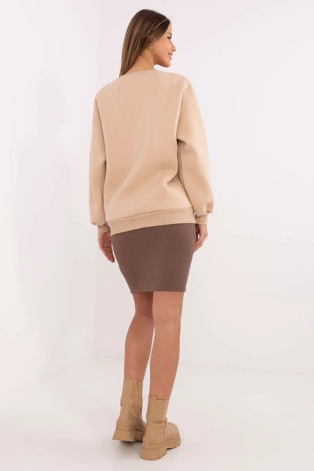 Sweatshirt beige en coton – Image 3