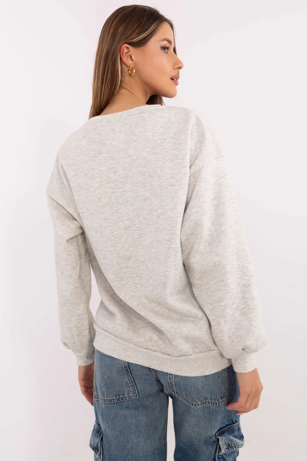 Sweatshirt gris en coton – Image 3