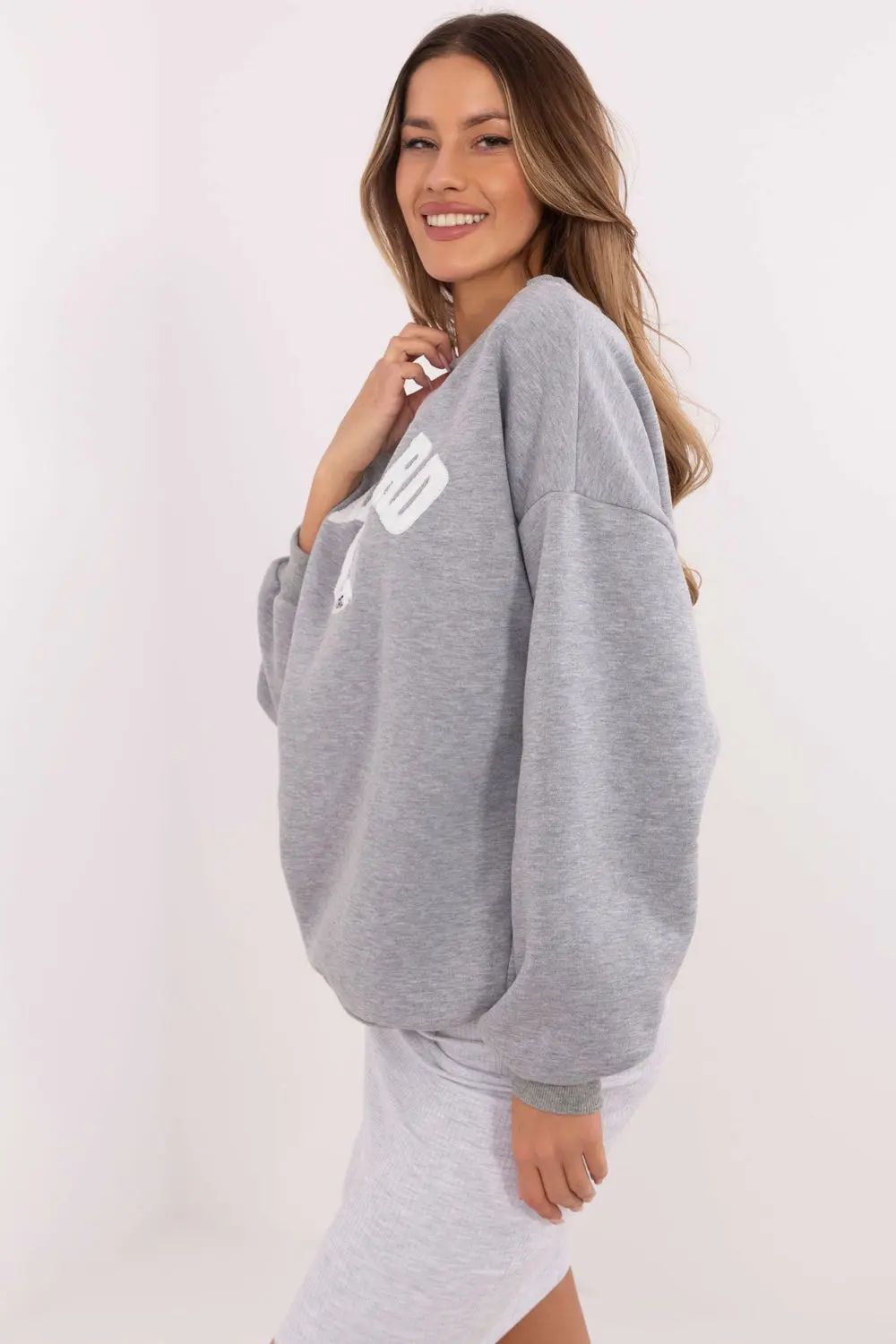 Sweatshirt gris en coton – Image 2