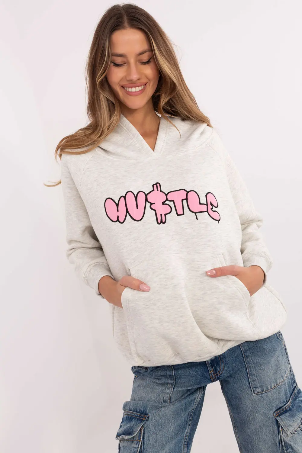Sweatshirt à capuche gris en coton