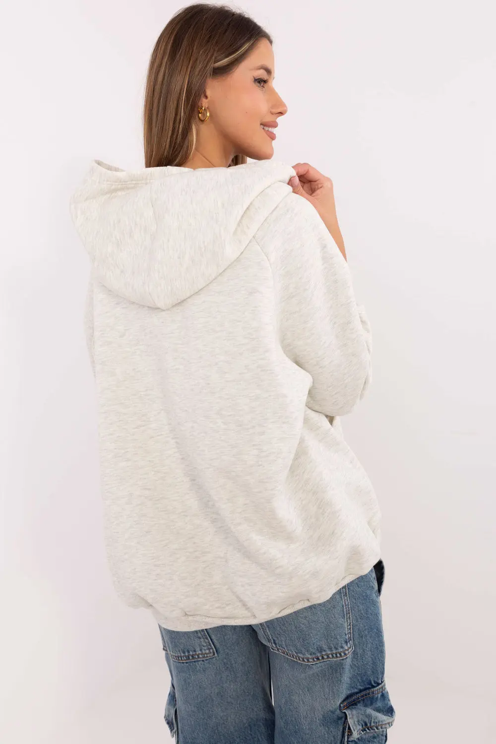 Sweatshirt à capuche gris en coton – Image 3