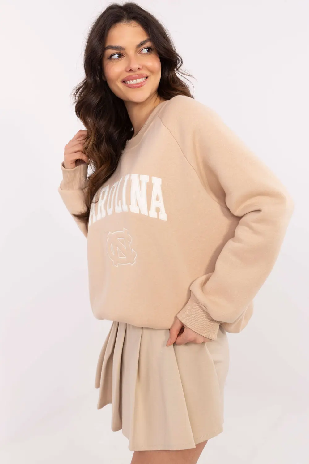 Sweatshirt beige en coton – Image 2