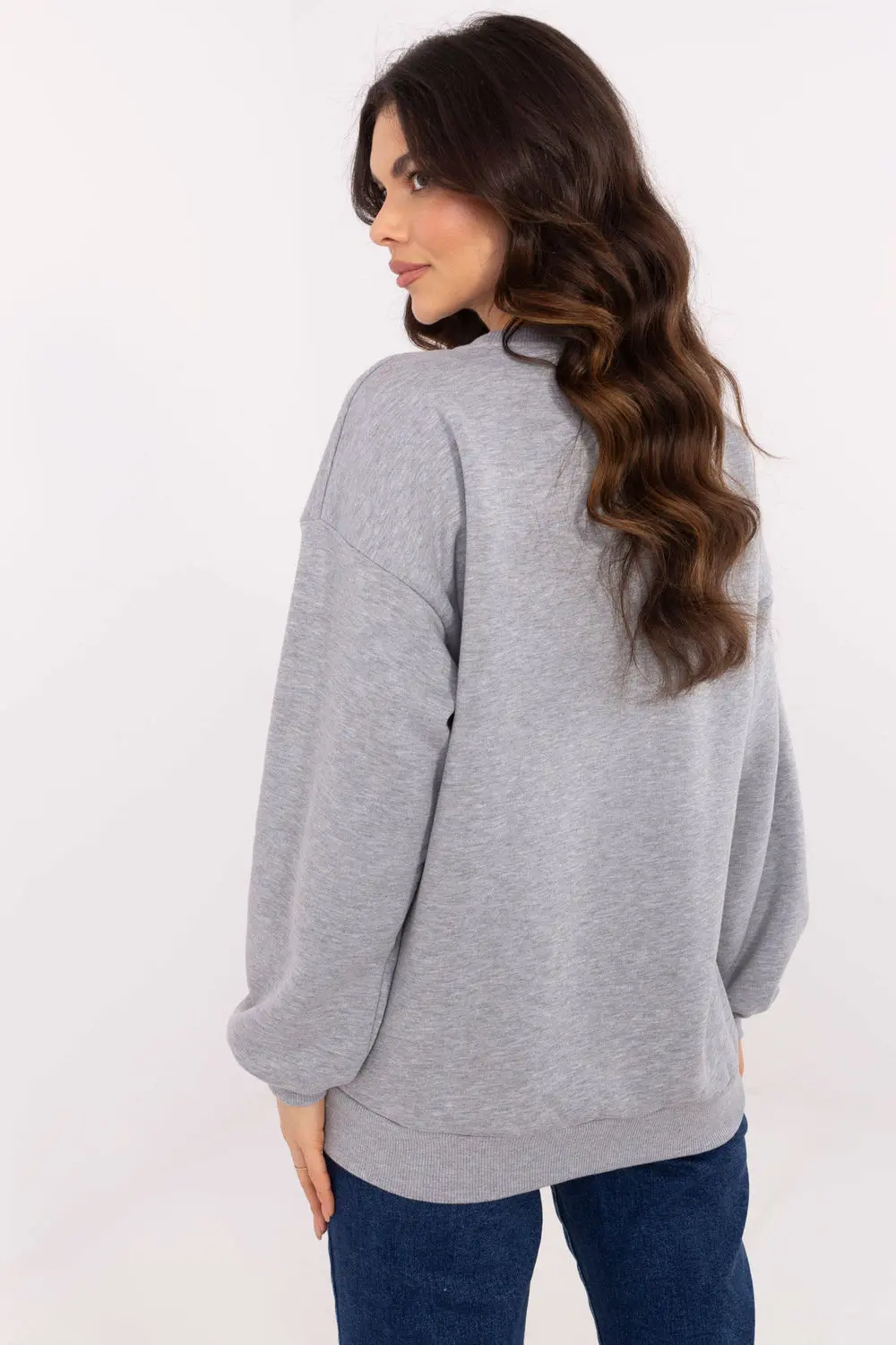 Sweatshirt gris en coton – Image 3