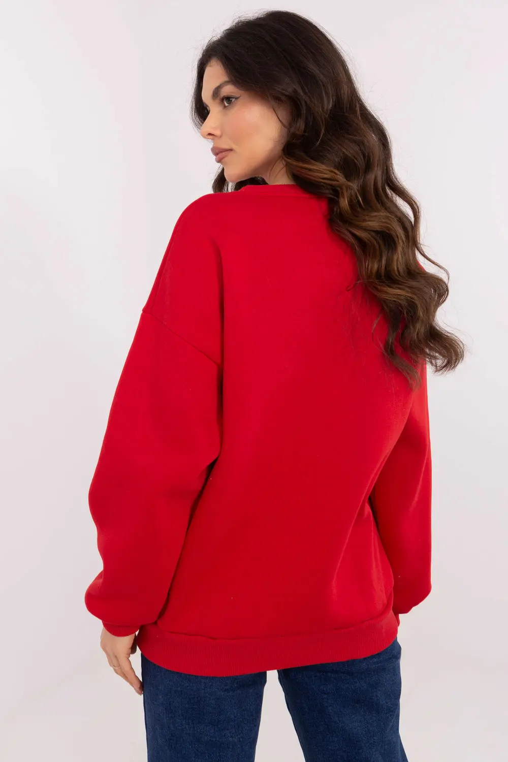 Sweatshirt rouge en coton – Image 3