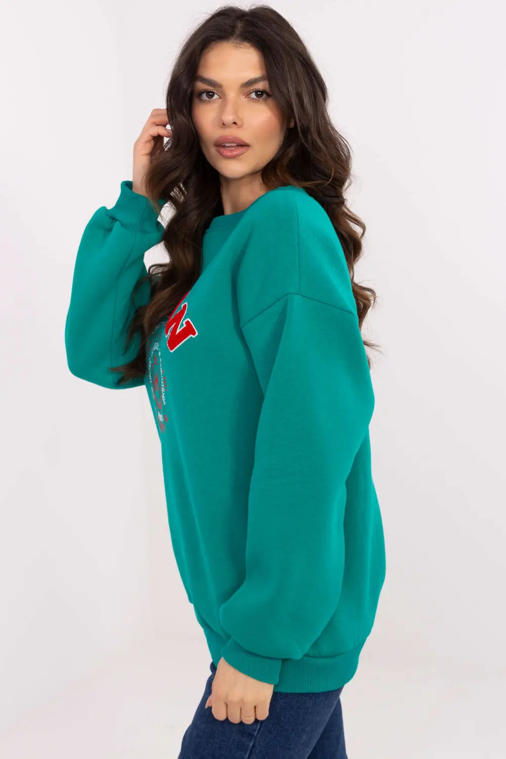 Sweatshirt vert en coton – Image 2